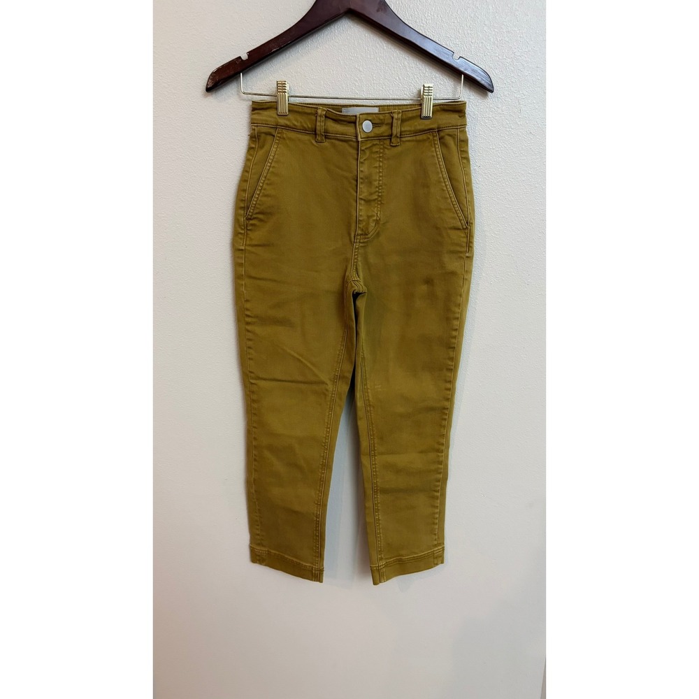 Everlane Straight Leg Crop Pants 2 Mustard Yellow High Rise Slim Minimalist